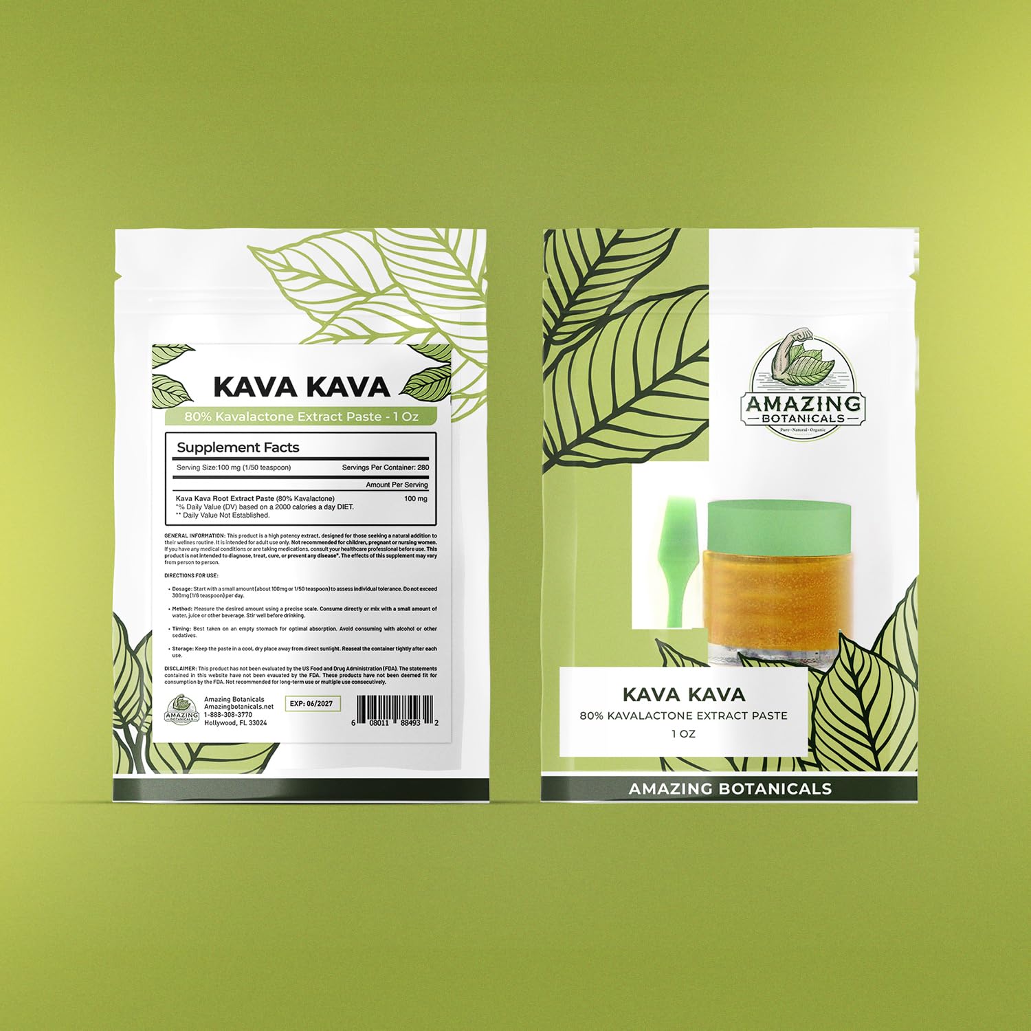 Amazing Botanicals Kava Kava paste night-use setup suggests calming routine.