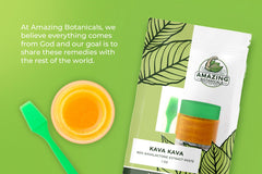 Amazing Botanicals Kava Kava paste packaging box highlights improved formula.