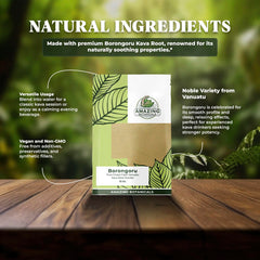 Amazing Botanicals Kava root bag and spoon for measured servings.