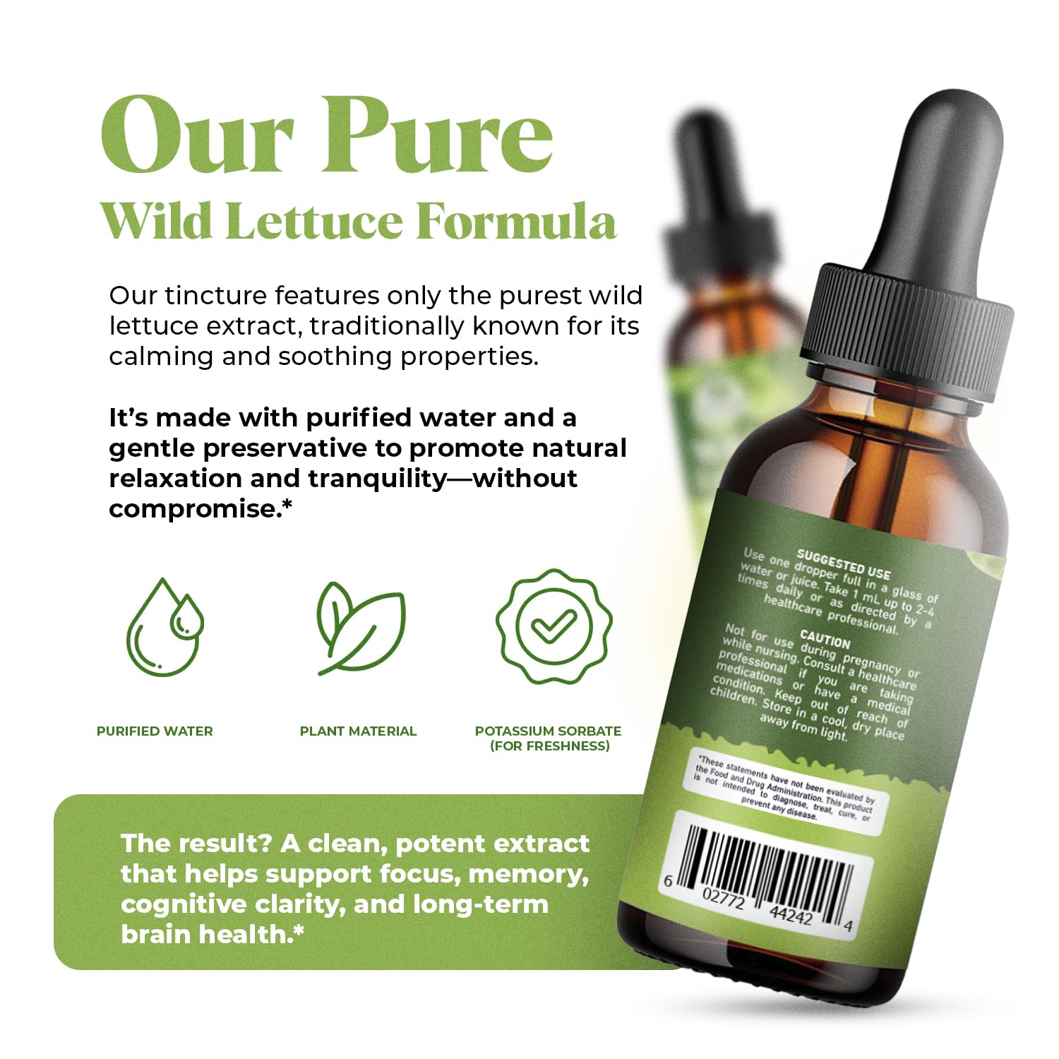 USDA Organic wild lettuce extract label close-up on the bottle