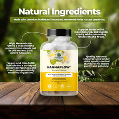 Amazing Botanicals Platinum Sceletium Tablets label close-up, highlights mesembrine content.