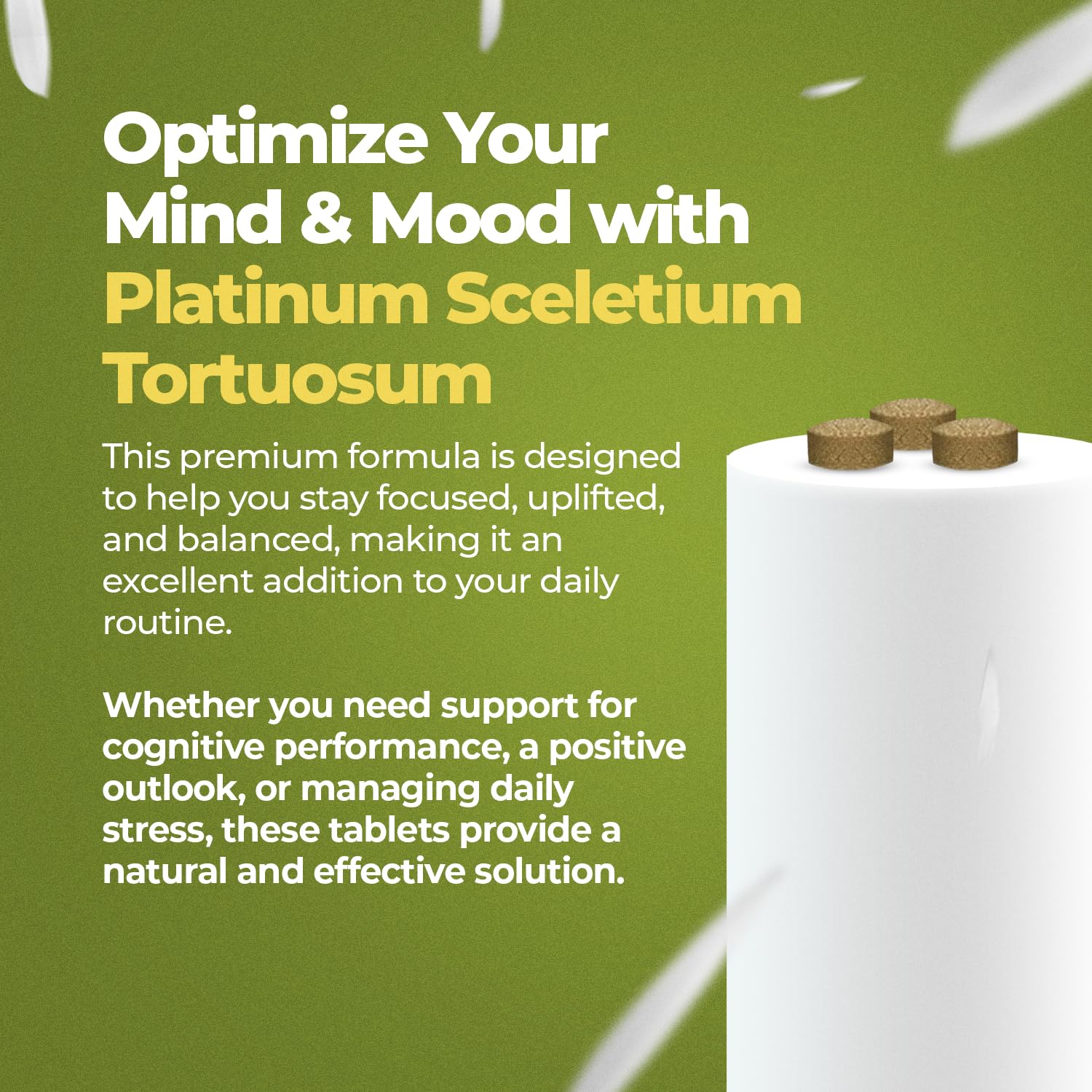 Amazing Botanicals Platinum Sceletium Tablets 25mg per tablet, notable mesembrine content.