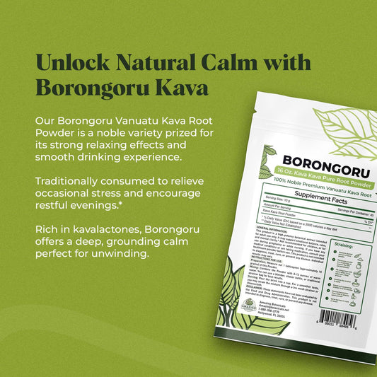 Amazing Botanicals pure kava powder closeup promotes relaxation and smooth social moments.