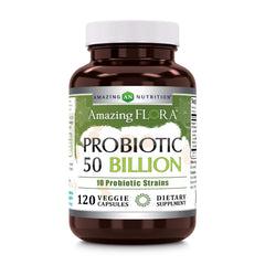 Amazing Flora Probiotic bottle for daily gut balance and wellness.