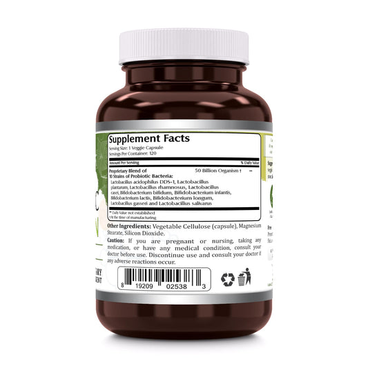 Amazing Flora 50 Billion CFU capsules supporting daily digestion.