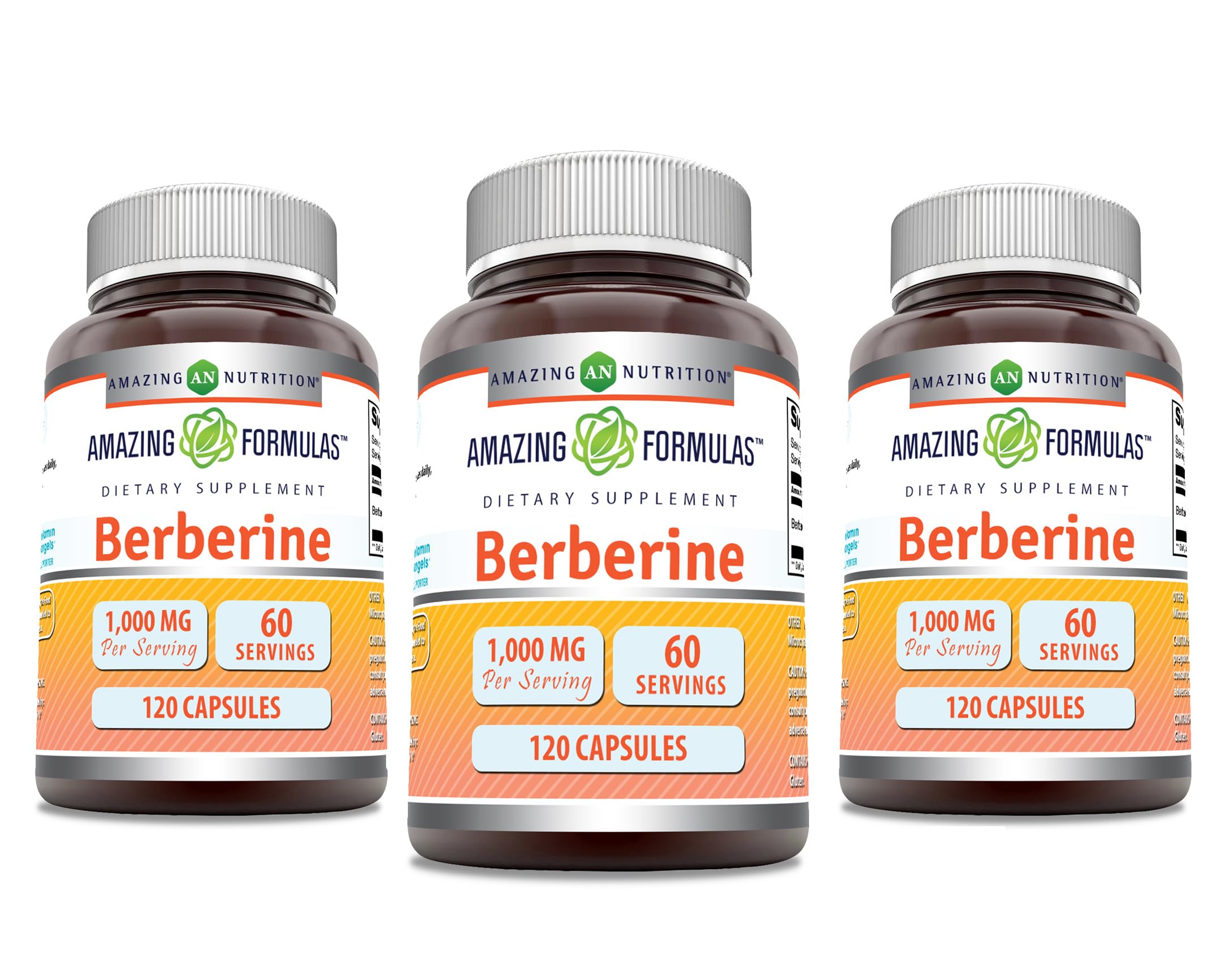 Amazing Formulas Berberine 1000mg capsules bottle for convenient daily supplementation.