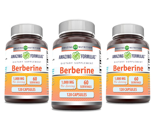 Amazing Formulas Berberine 1000mg capsules bottle for convenient daily supplementation.