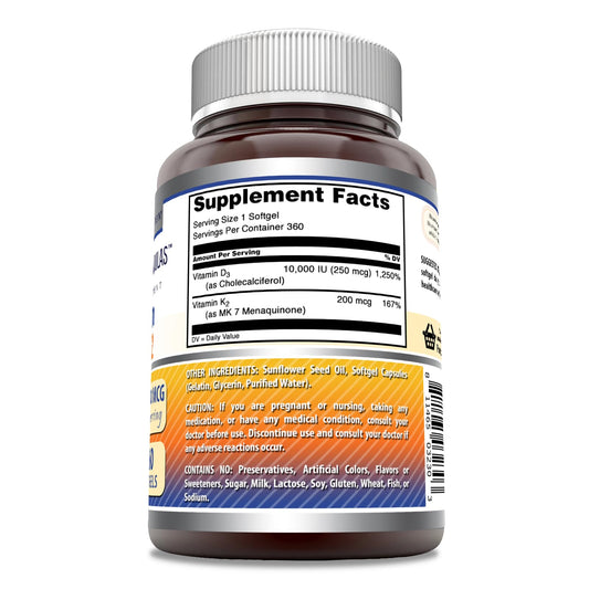 Amazing Formulas D3 + K2 bottle cap close-up showing reliable dosage.
