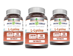 Amazing Formulas L-Lysine 1000mg tablet bottle supports daily amino acid intake.