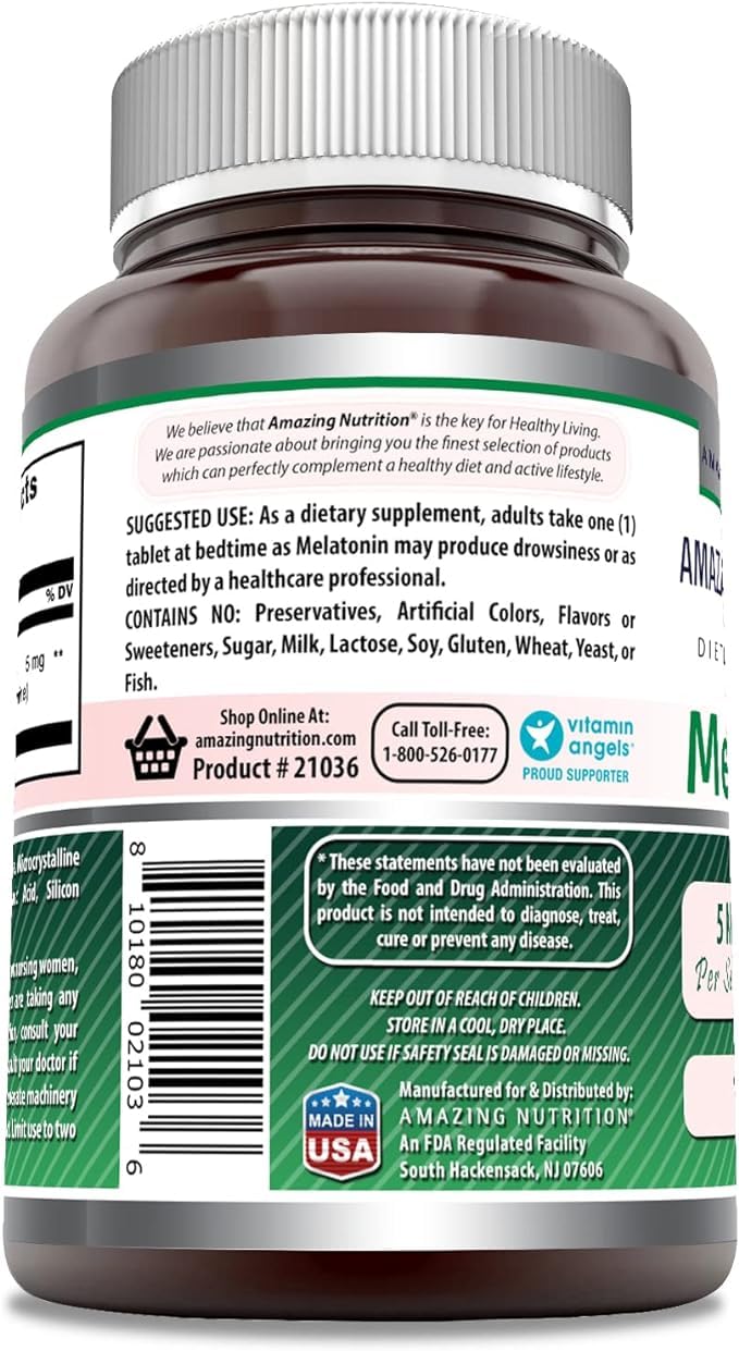 Amazing Formulas melatonin 5 mg 3-pack packaging implies value and convenience
