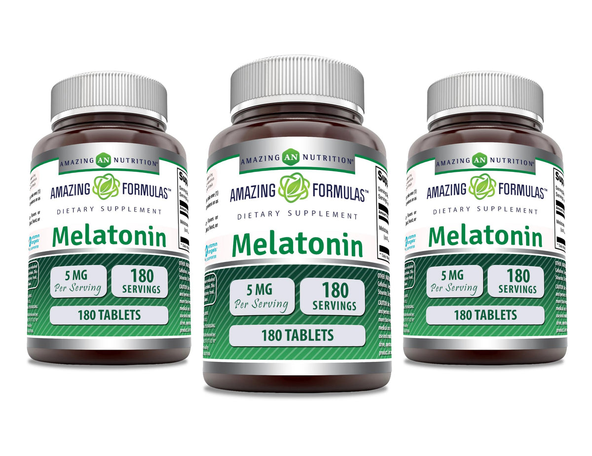 Amazing Formulas melatonin 5 mg bottle for a calm nightly routine
