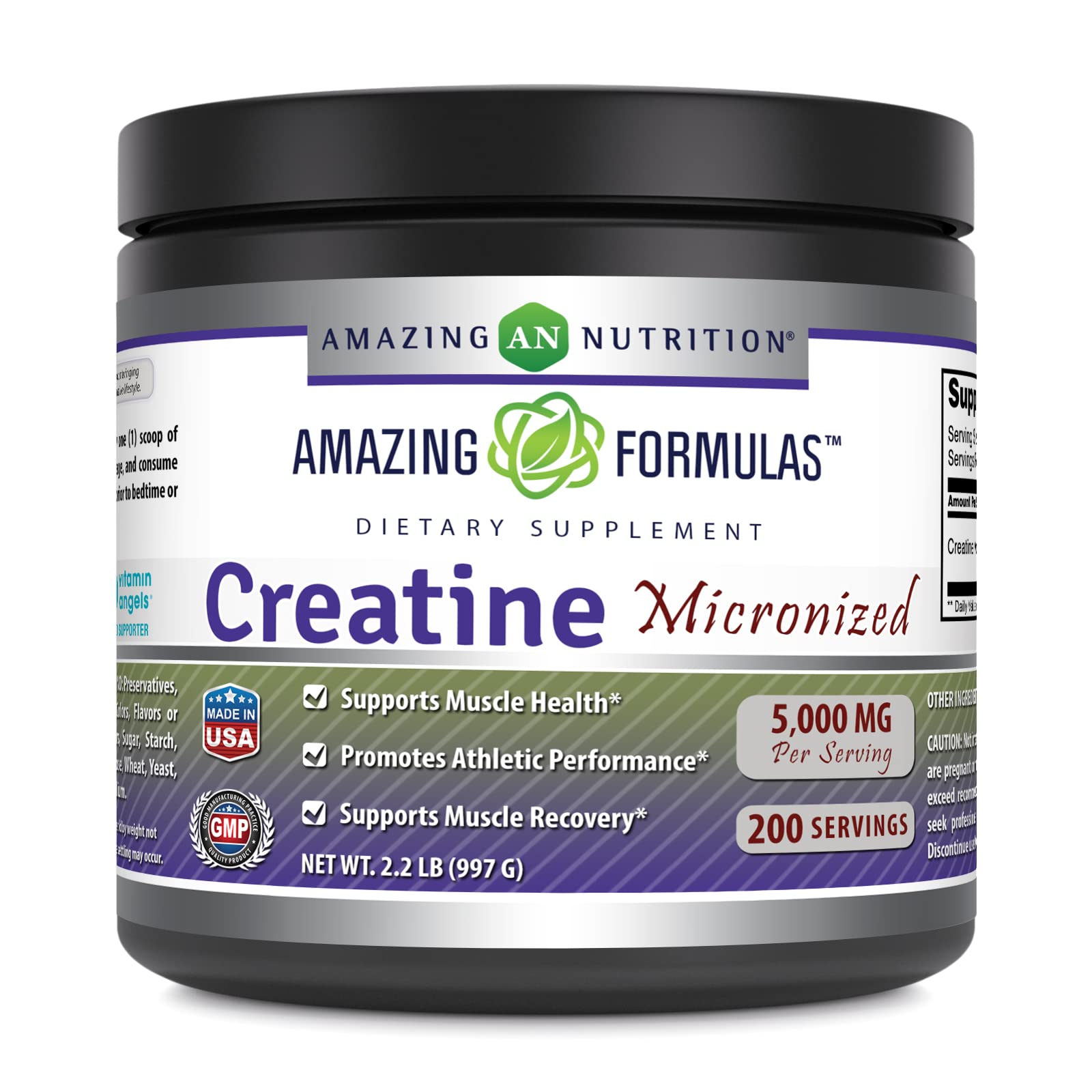 Amazing Formulas creatine bottle with purity seal for reliable workouts.