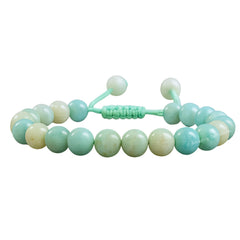 Amazing Gemstone Amazonite Bracelet closeup of 8mm beads for daily elegance and grounding.