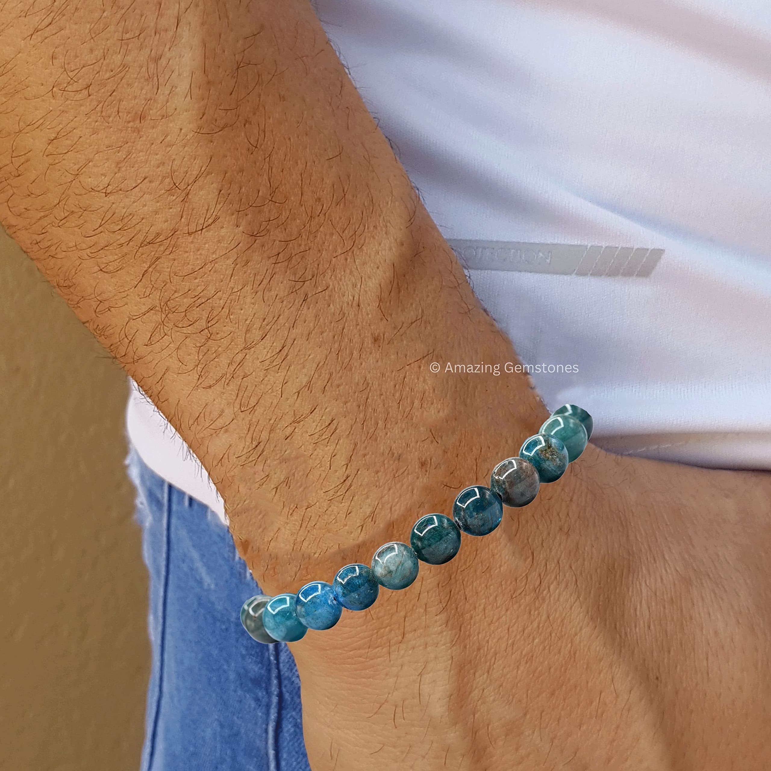 Amazing Gemstone adjustable bracelet on a clean display highlighting 8mm beads.