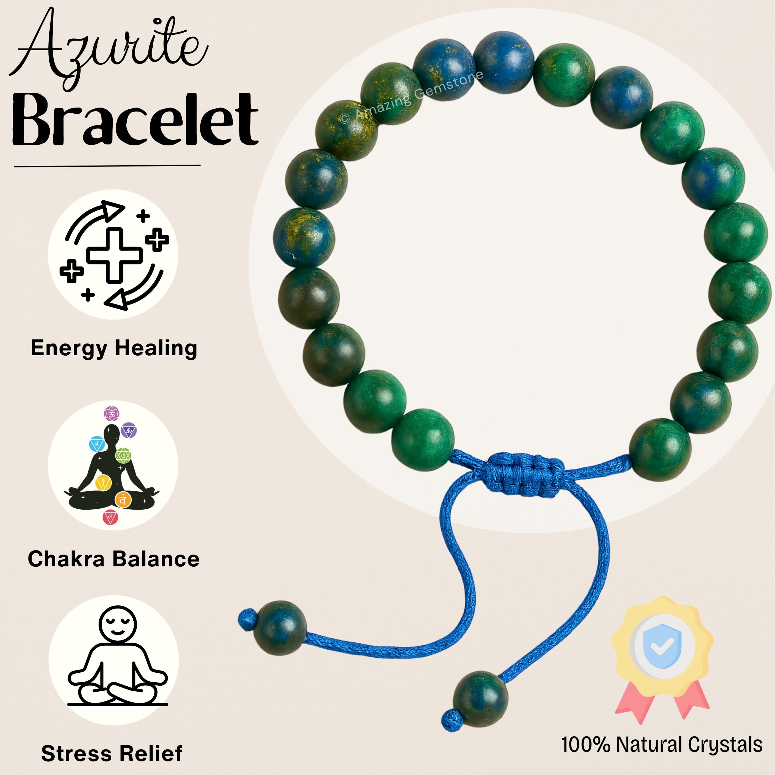 Amazing Gemstone Azurite Bracelet packaging in zip bag for gifting.