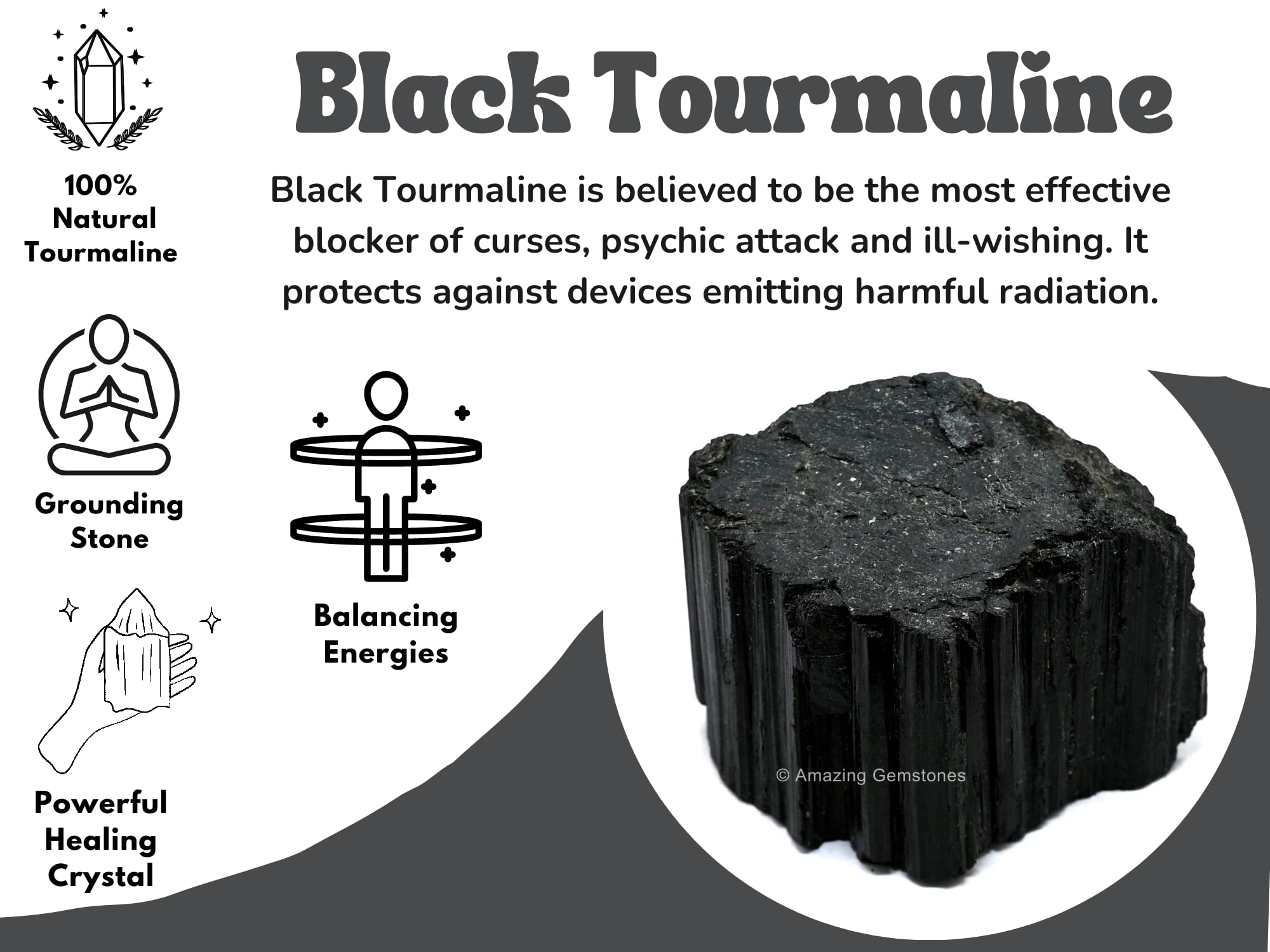 Amazing Gemstone Black Tourmaline crystal with certificate of authenticity.