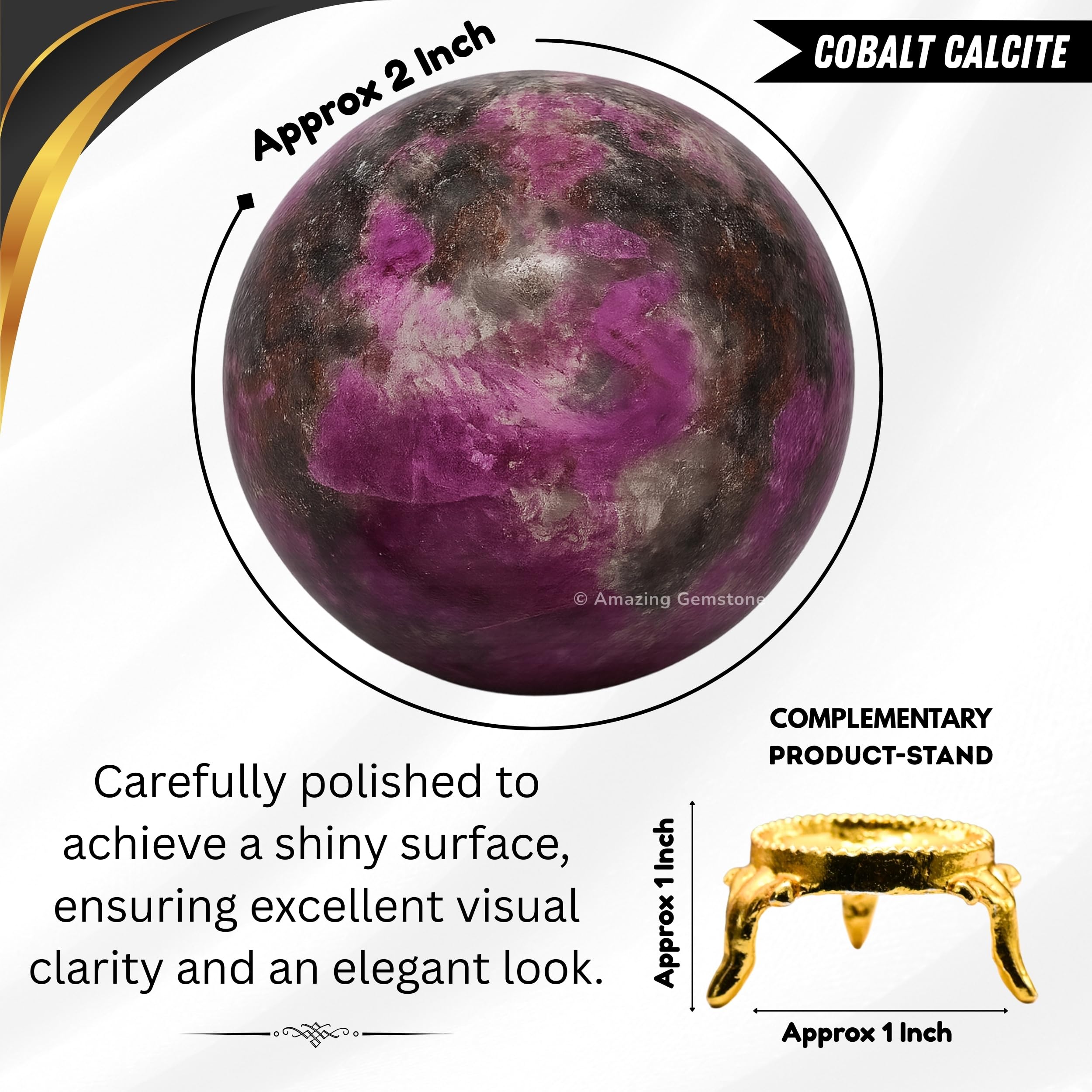 Amazing Gemstone crystal ball with brass stand detail highlights sturdy support