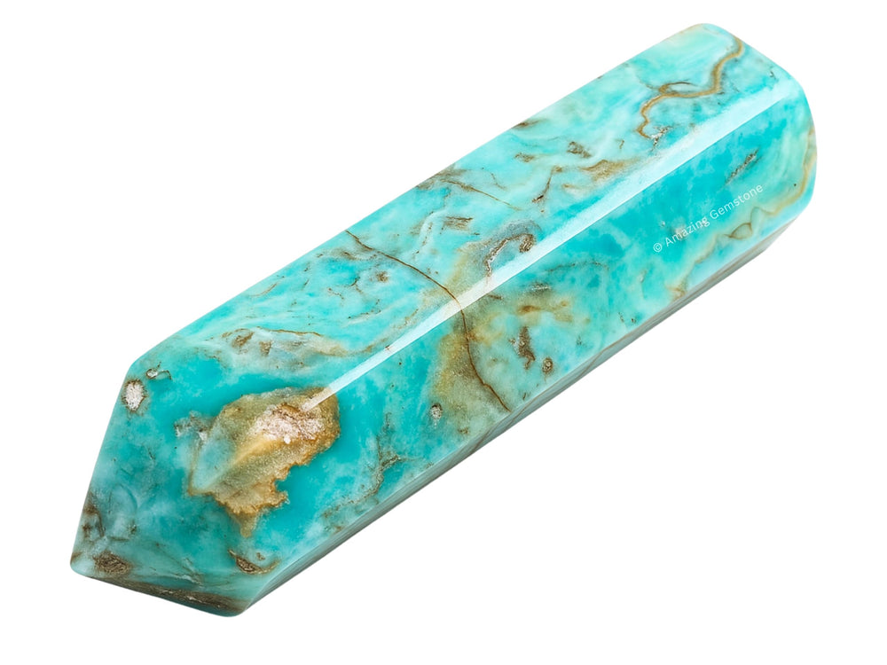 Amazing Gemstone Caribbean Calcite Tower detailed view supports air purification and balance.