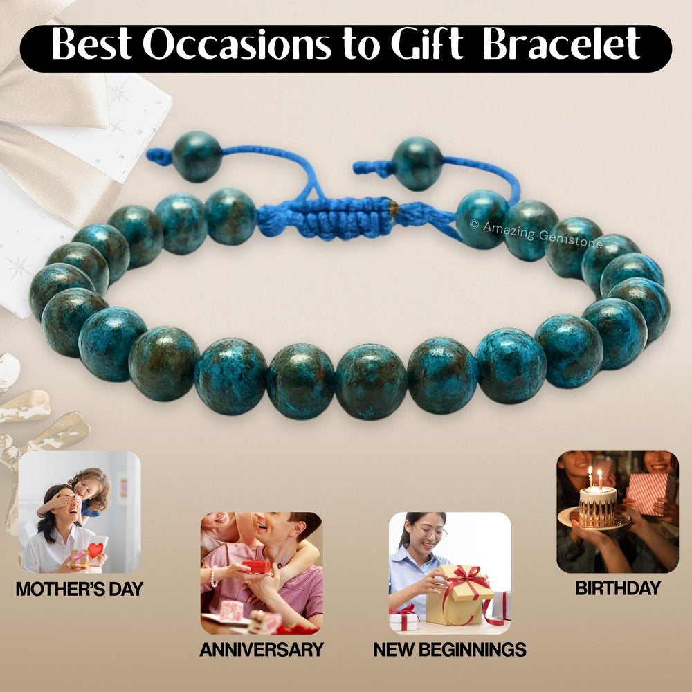 Amazing Gemstone Chrysocolla bracelet natural beads showcase authentic style.