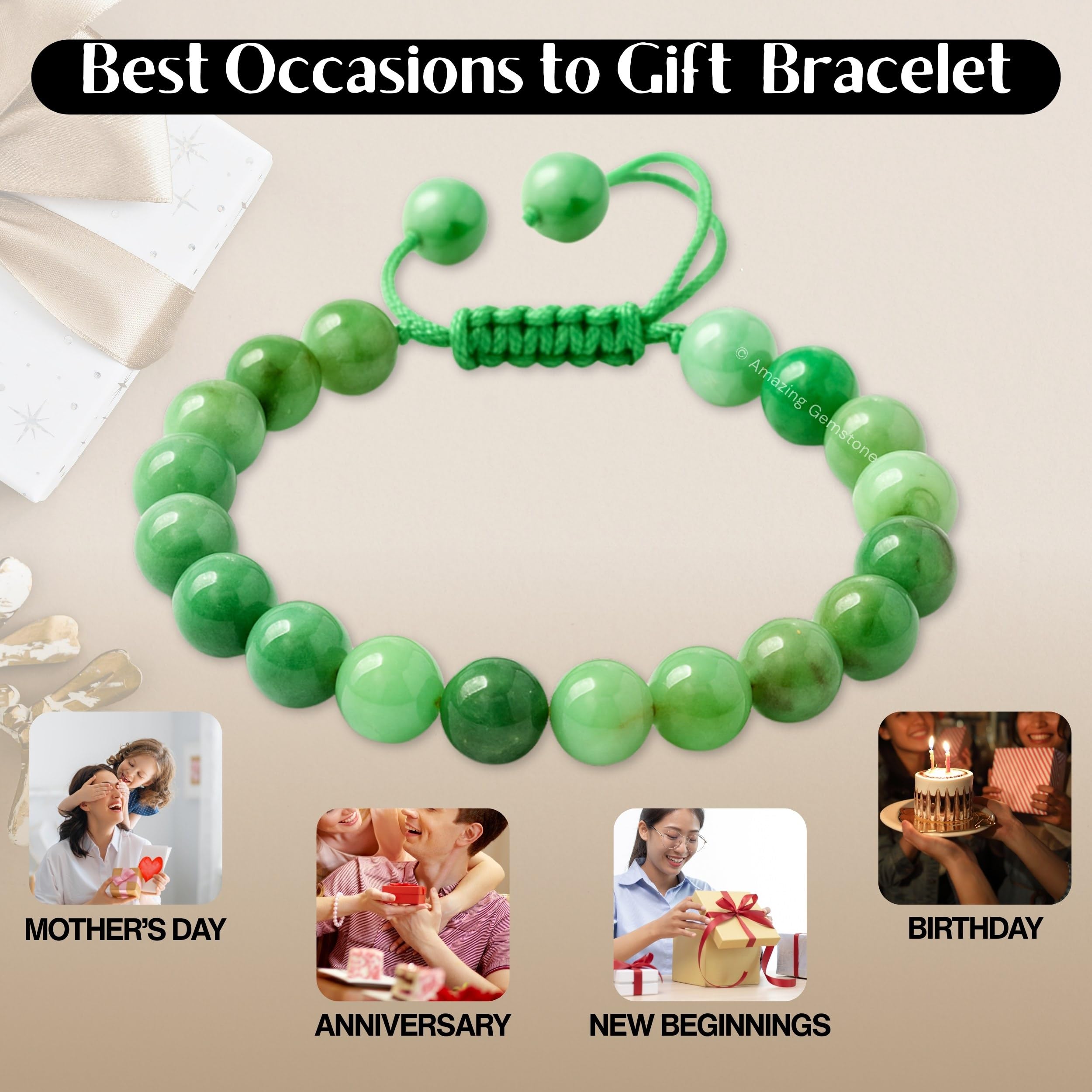 Amazing Gemstone Chrysoprase bracelet unisex design suits all genders.