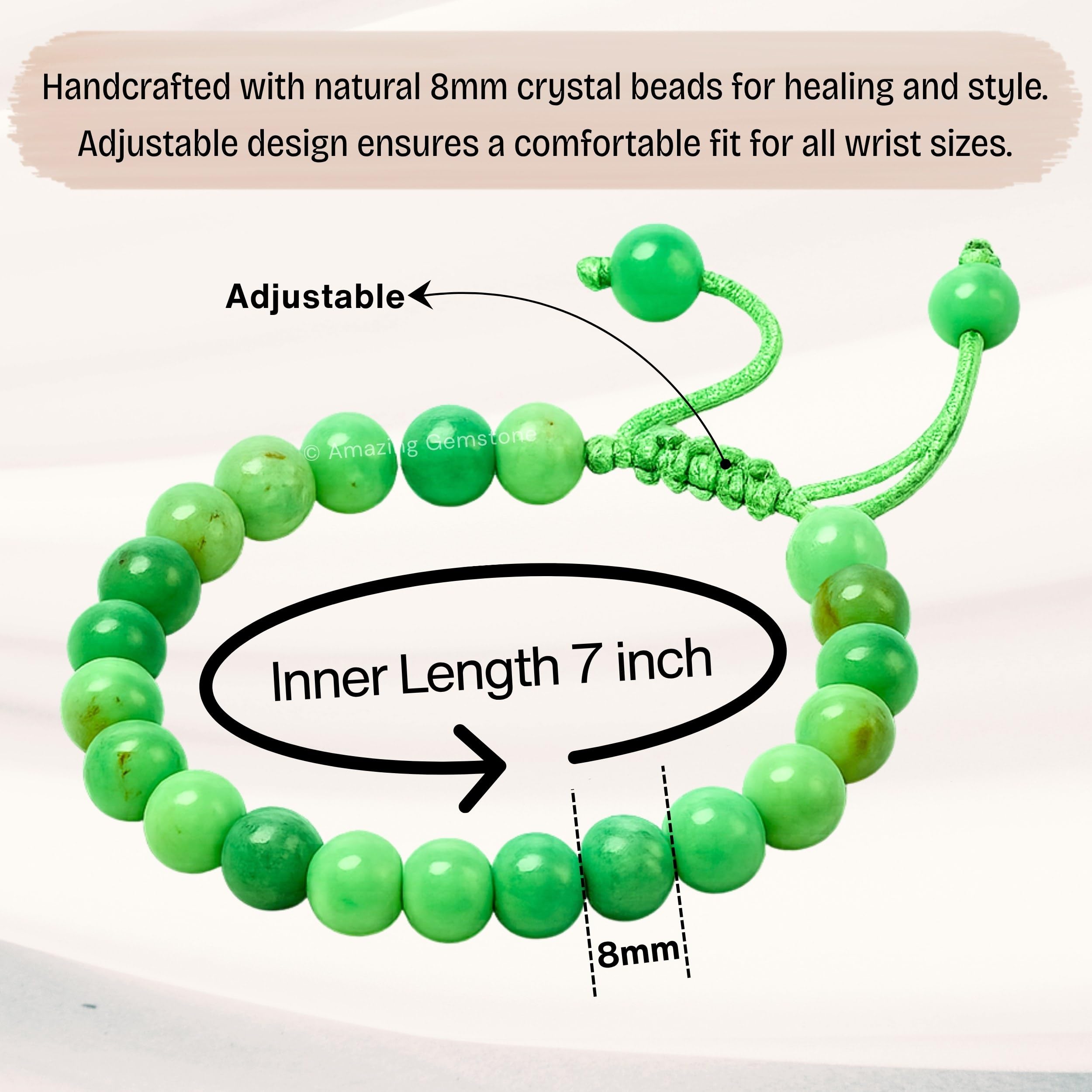 Amazing Gemstone Chrysoprase bracelet worn on the wrist for everyday elegance.