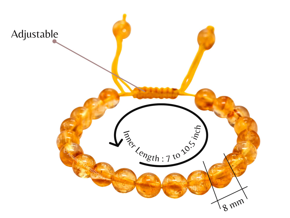 Amazing Gemstone Citrine Bracelet adjustable on wrist for comfortable wear