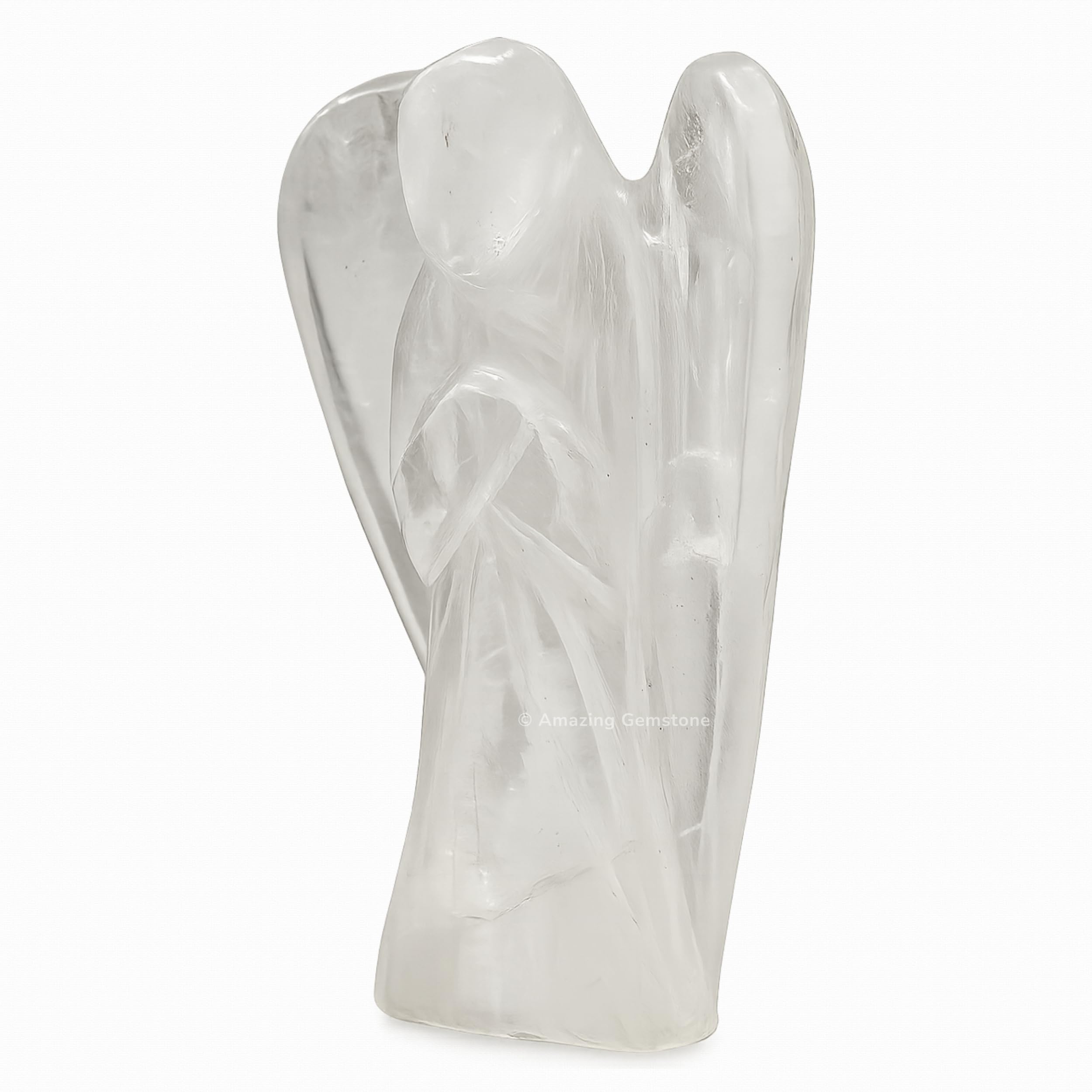 Amazing Gemstone Clear Quartz Angel wings detail suggesting a serene, calming presence.