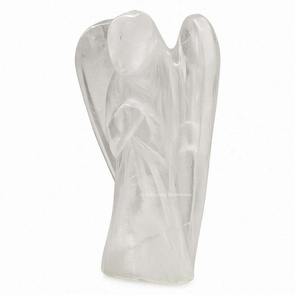 Amazing Gemstone Clear Quartz Angel wings detail suggesting a serene, calming presence.