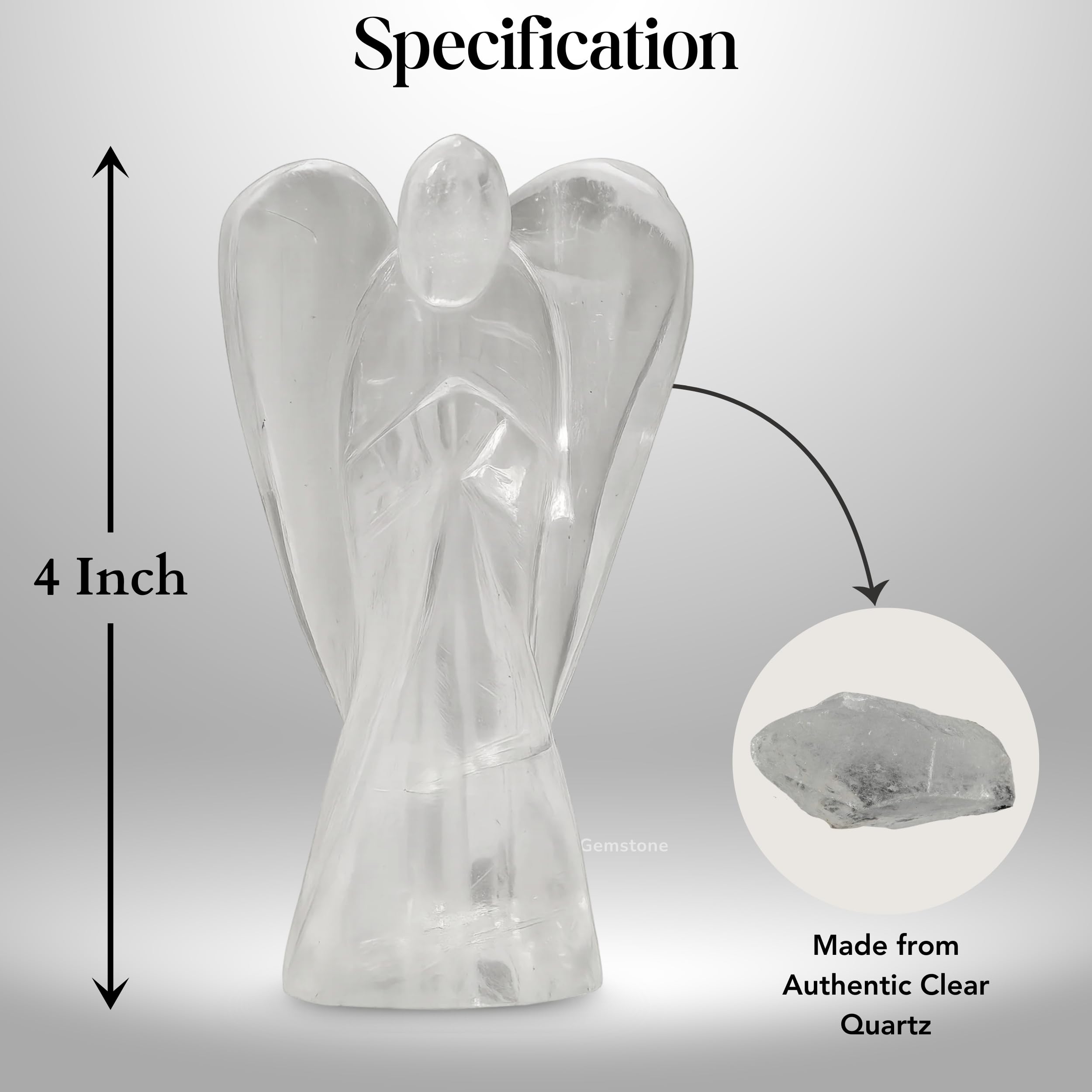 Amazing Gemstone Clear Quartz Angel in velvet pouch, ideal gift-ready presentation.