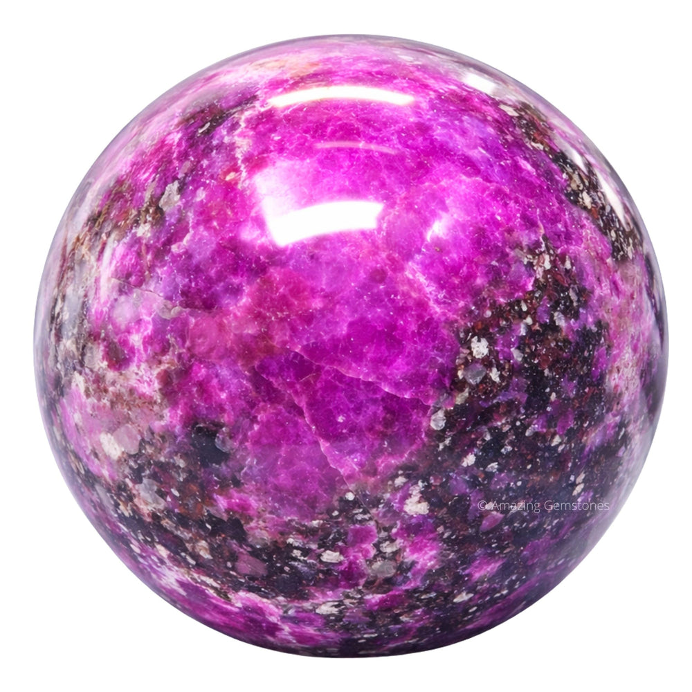 Amazing Gemstone cobalt calcite crystal ball close-up reveals natural color and texture