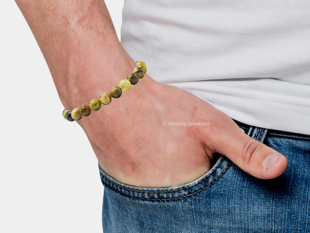 Amazing Gemstone Grossular Garnet Green Bracelet makes a thoughtful gift.