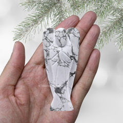 Amazing Gemstone Howlite Angel pocket guardian for energy and calm on the go.