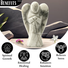 Amazing Gemstone Howlite Angel with velvet pouch ready for gifting or personal keepsake.