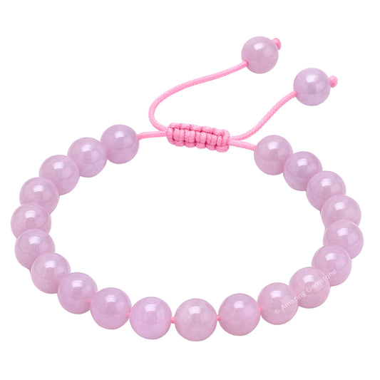 Amazing Gemstone Kunzite Bracelet close-up of 8mm beads for elegant wearable style.