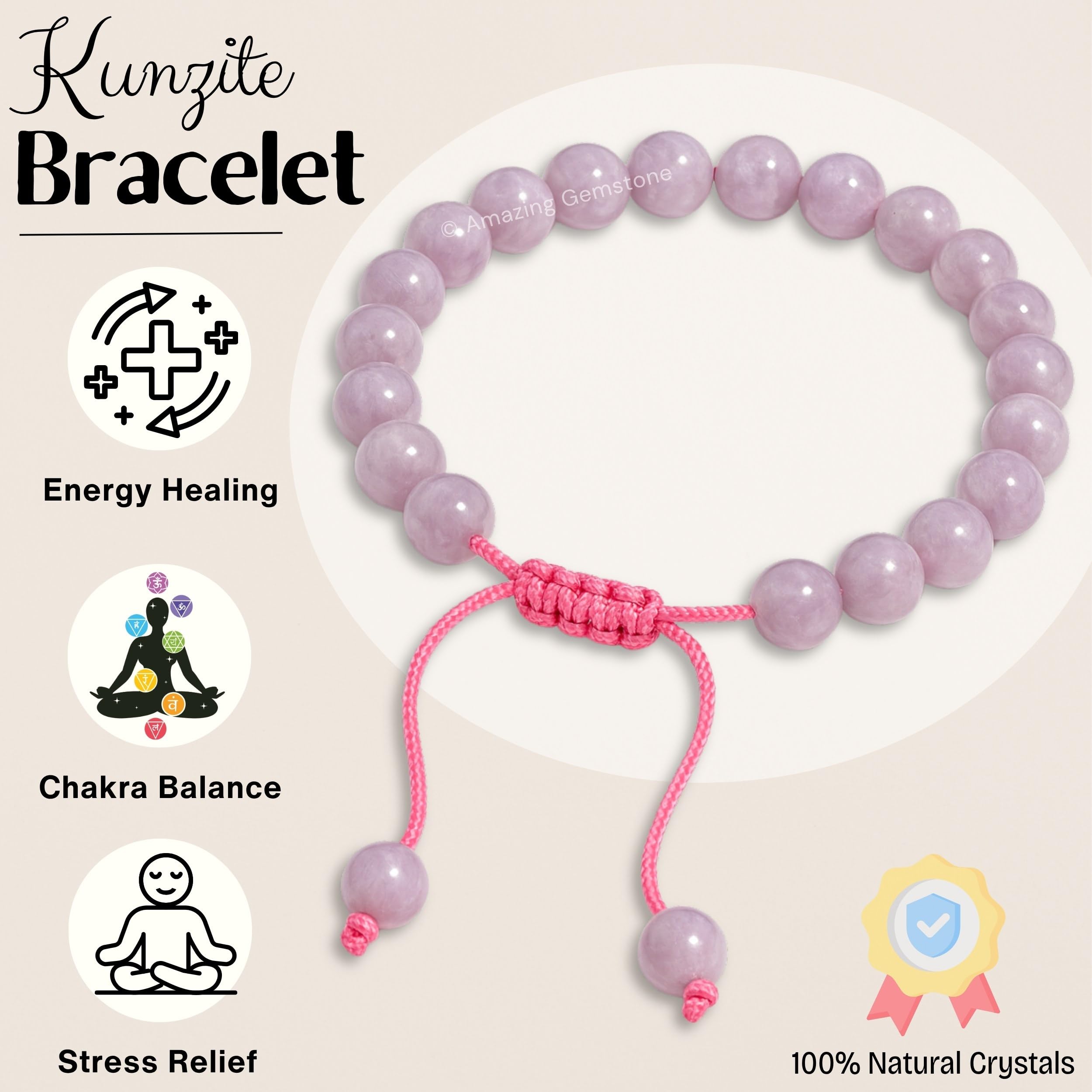 Amazing Gemstone Kunzite Bracelet packaging in a zip bag for gifting readiness.