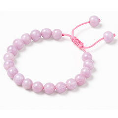 Amazing Gemstone Kunzite Bracelet worn on the wrist highlights adjustable fit for men and women.