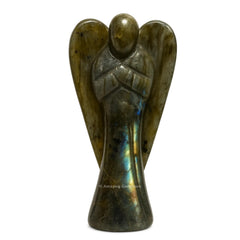 Amazing Gemstone Labradorite Angel 4-inch statue showing iridescent glow and protective symbolism