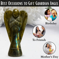Amazing Gemstone Labradorite Angel highlighting protective energy in a display or shelf