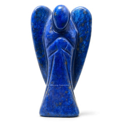 Amazing Gemstone lapis lazuli angel closeup reveals natural color and carved detail