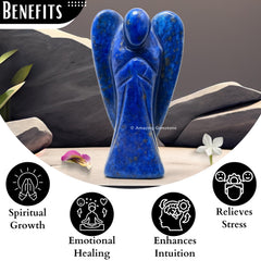 Amazing Gemstone lapis lazuli angel with velvet pouch enhances gift presentation