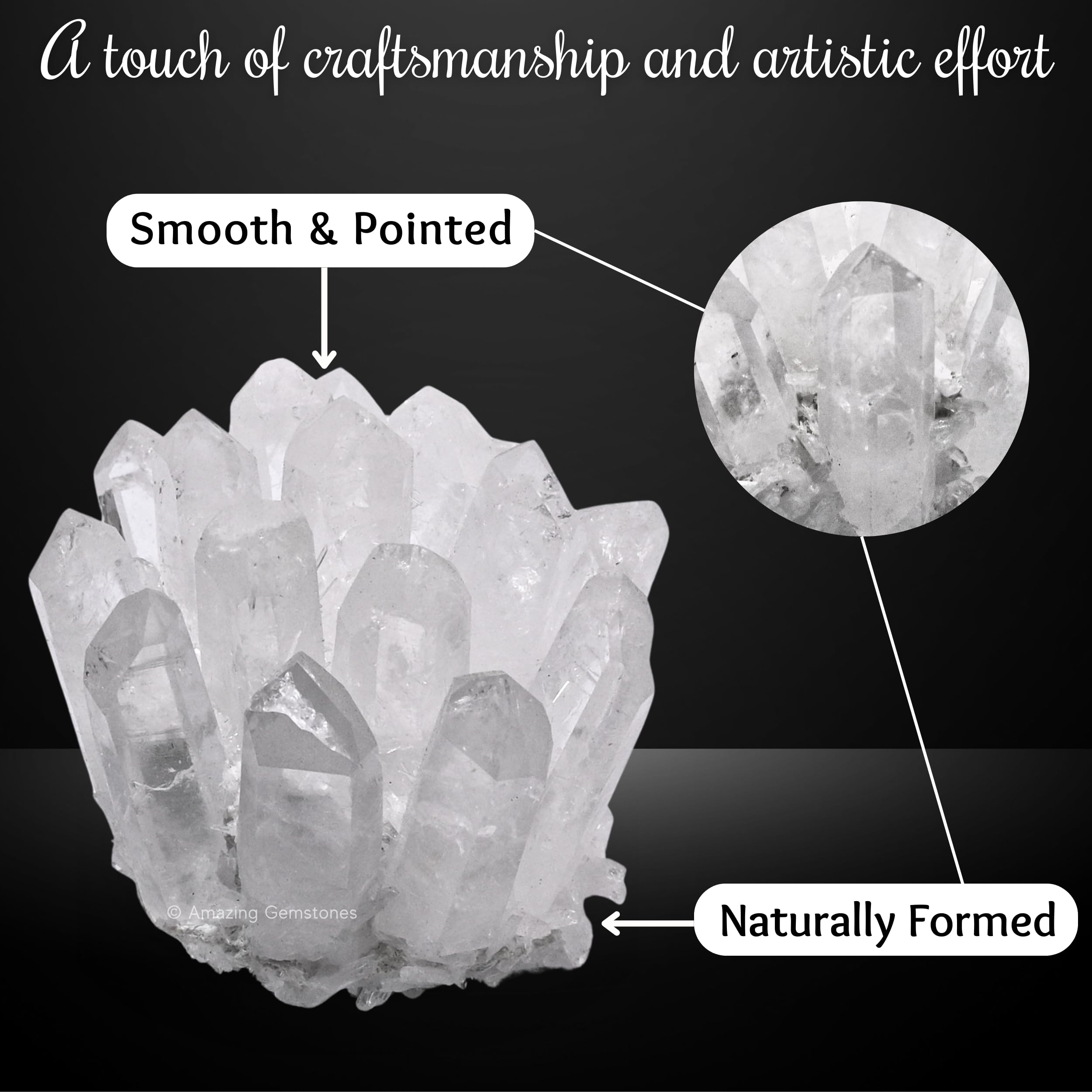 Amazing Gemstone large clear quartz cluster points bedroom decor promotes serenity.
