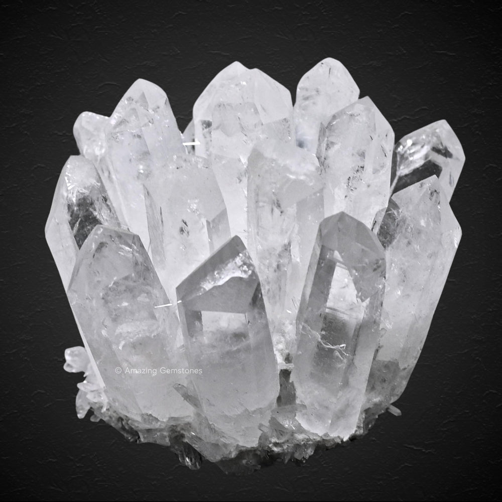 Amazing Gemstone large clear quartz cluster points handcrafted piece with unique formation.