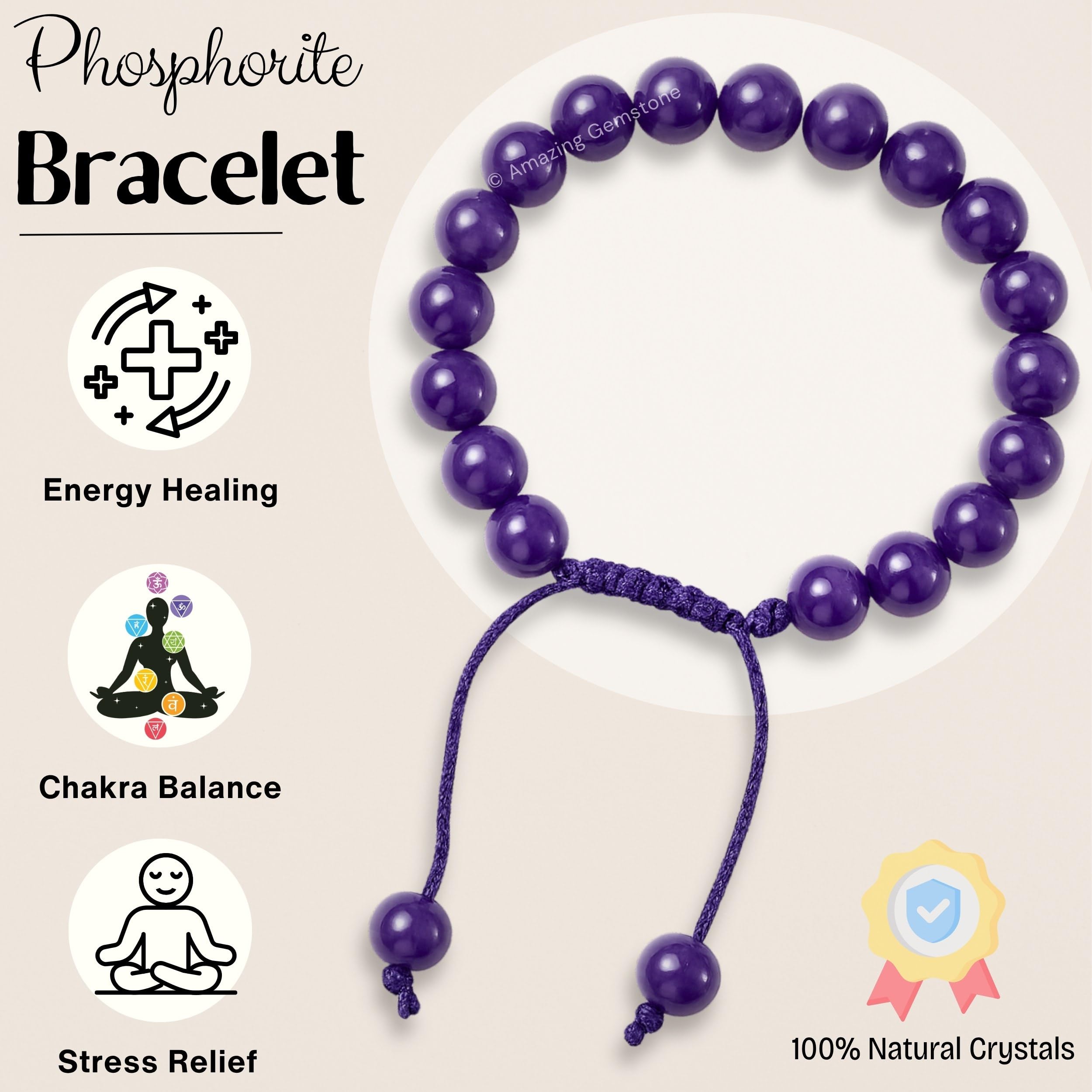 Amazing Gemstone phosphodorite bracelet in zip bag, ideal for gifting.