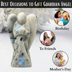 Amazing Gemstone Rainbow Moonstone Angel decorative sculpture for mindful spaces and tranquil ambiance
