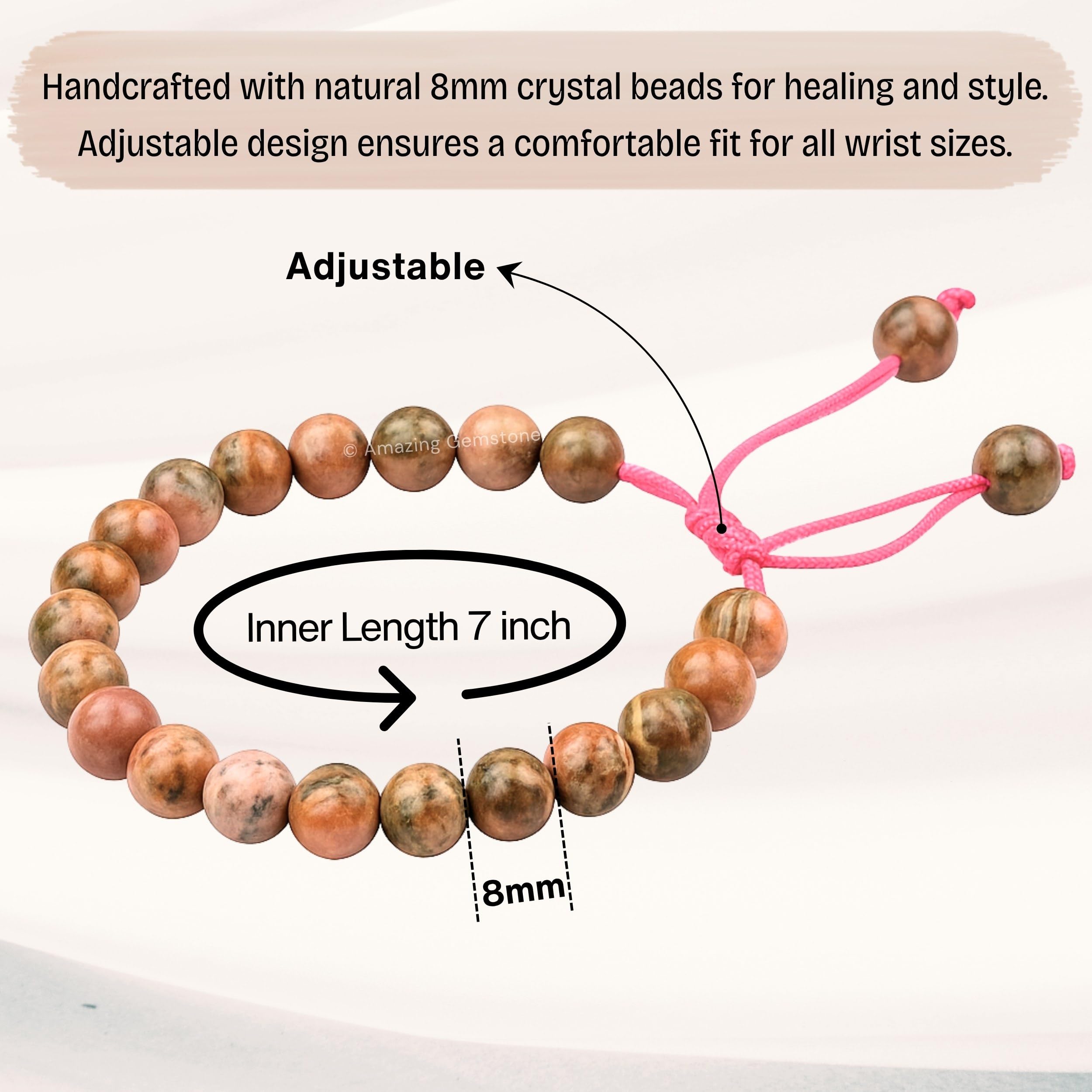 Unisex design of Amazing Gemstone Rhodochrosite Bracelet suitable for men and women.