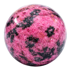 Amazing Gemstone rhodonite crystal ball close-up for mindful focus.