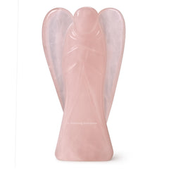 Amazing Gemstone Rose Quartz Angel full-view 4-inch figurine for decorative protection and positive energy.