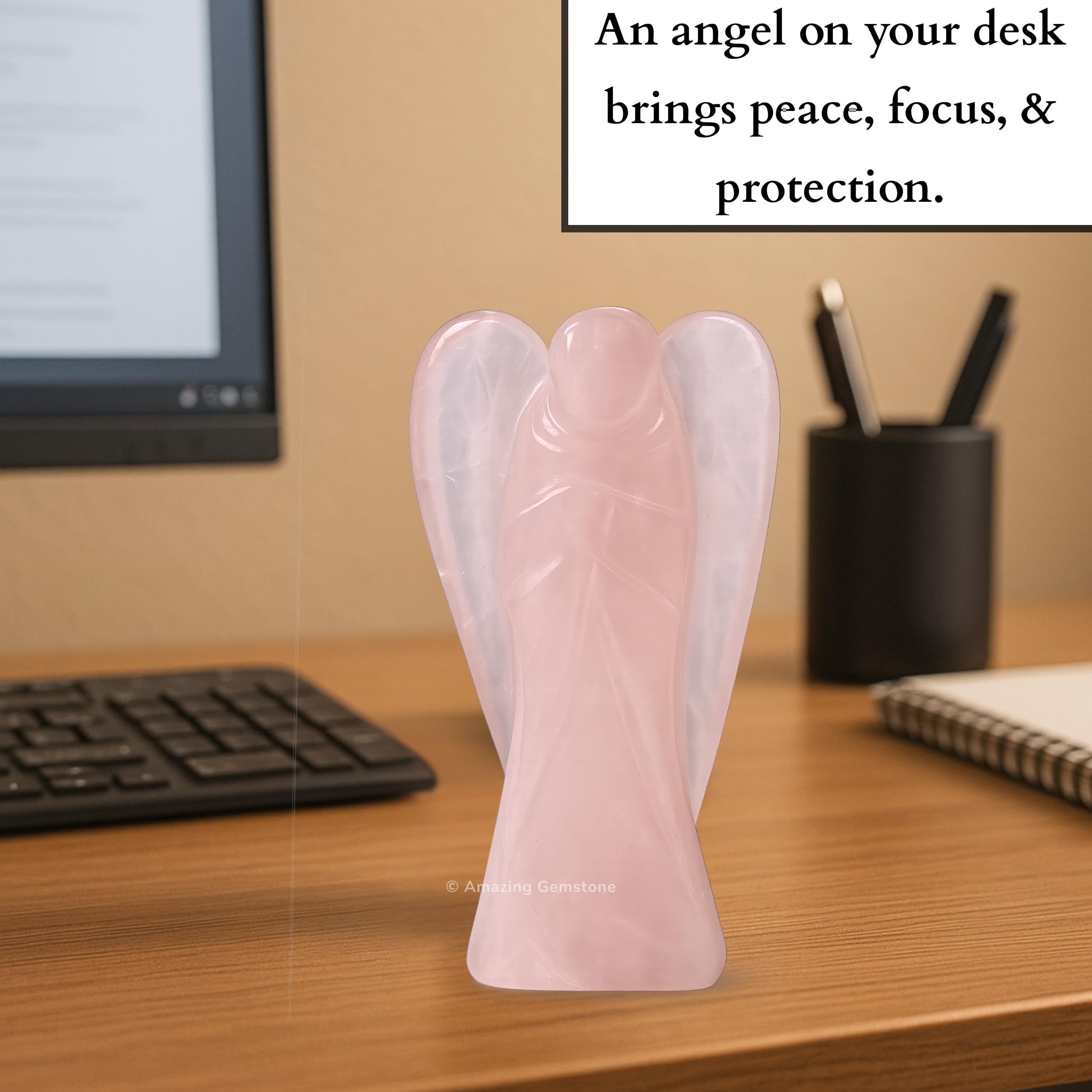 Amazing Gemstone Rose Quartz Angel gift-ready packaging makes for special occasions.
