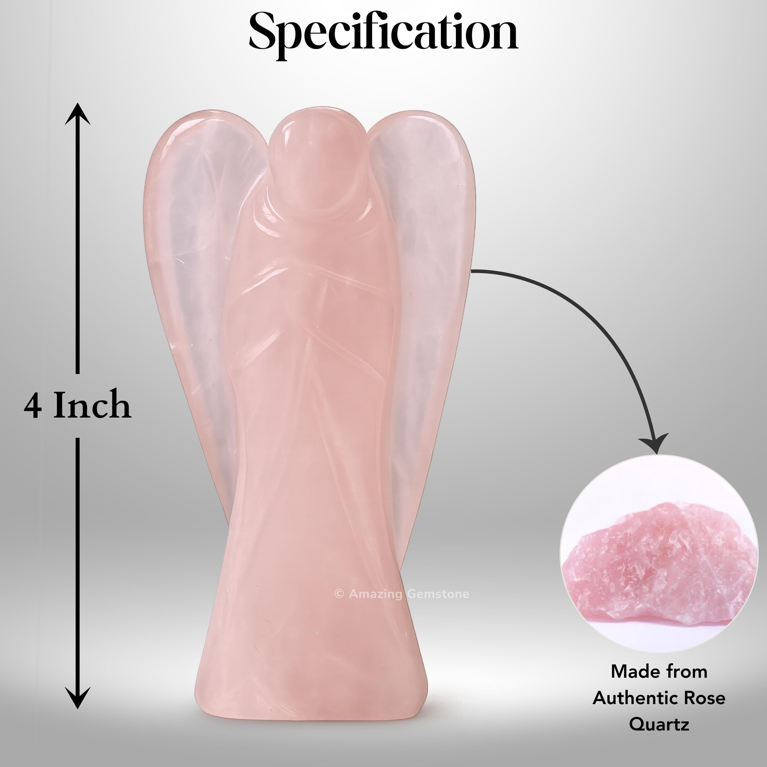 Amazing Gemstone Rose Quartz Angel pocket-guardian figurine suitable for personal spaces.
