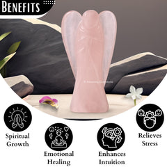 Amazing Gemstone Rose Quartz Angel velvet pouch packaging ideal for gifting and storage.